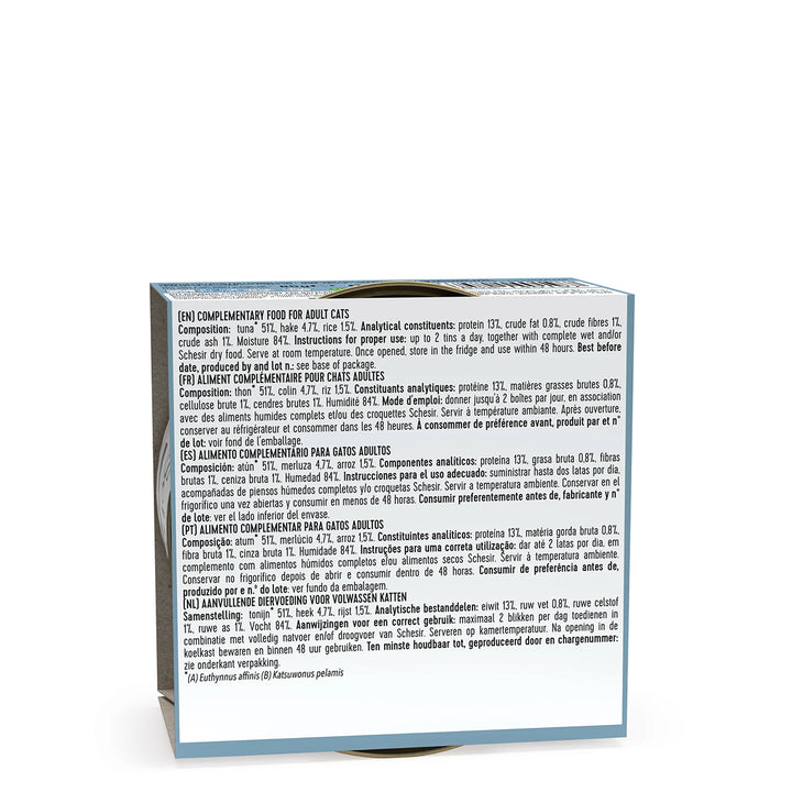 Schesir Tuna Whole Meat With Hake In Jelly Canned Cat Wet Food - 85g