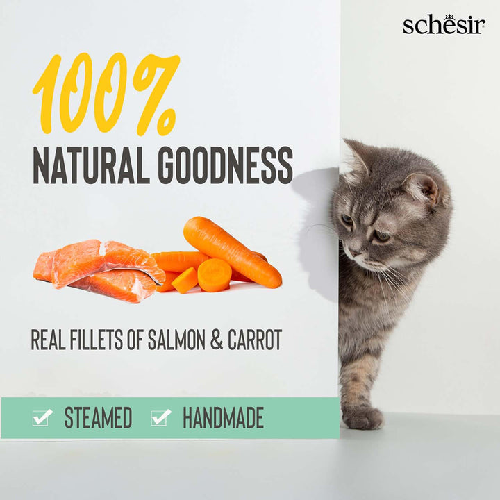 Schesir Pink Salmon & Carrot Soup Pouch Wet Cat Food - All Breed Adult - 85g