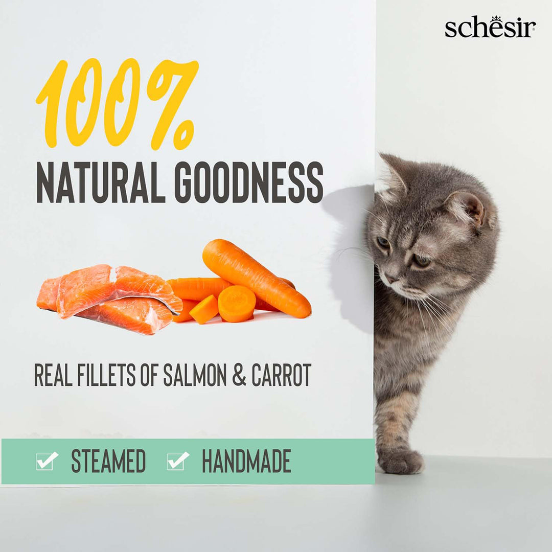 Schesir Pink Salmon & Carrot Soup Pouch Wet Cat Food - All Breed Adult - 85g