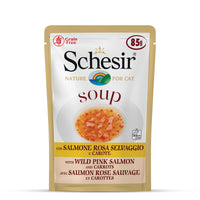 Schesir Pink Salmon & Carrot Soup Pouch Wet Cat Food - All Breed Adult - 85g