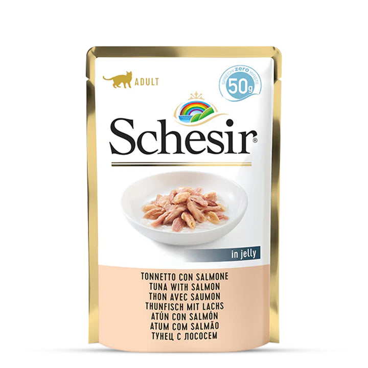 Schesir Tuna Whole Meat With Salmon & Rice Jelly Pouch Cat Wet Food - 50g