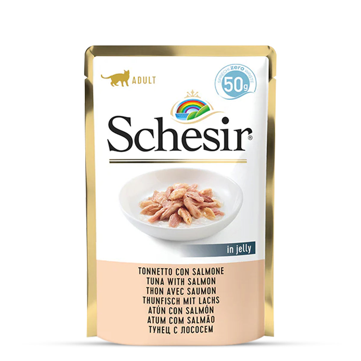 Schesir Tuna Whole Meat With Salmon & Rice Jelly Pouch Cat Wet Food - 50g