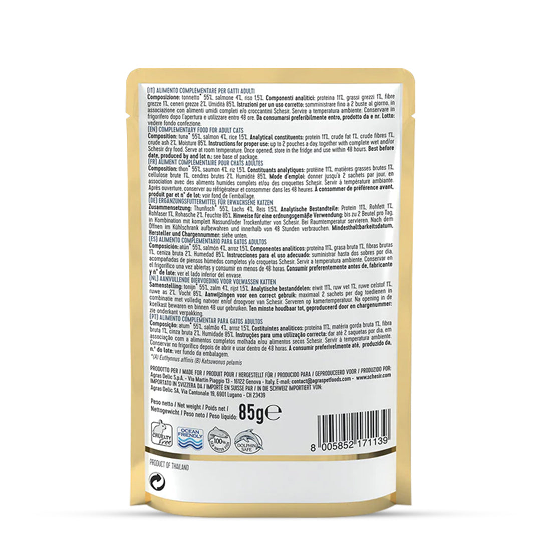 Schesir Tuna in Jelly with Salmon Adult Pouch Cat Wet Food - 85g