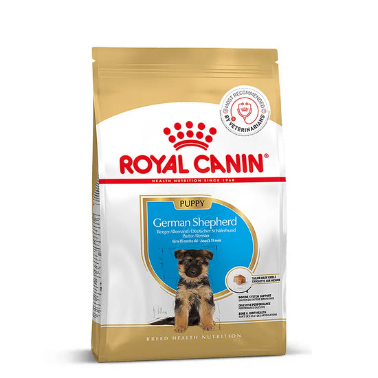 Royal Canin German Shepherd Puppy Dry Dog Food packaging available at zigly