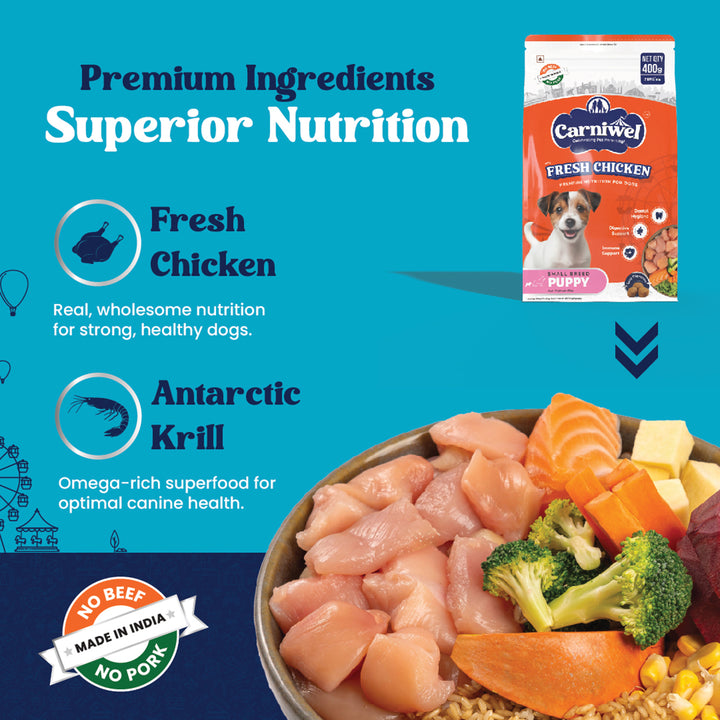 Carniwel Fresh Chicken Dry Dog Food for Small Breed, Puppy