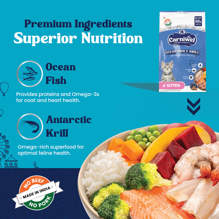 Carniwel Ocean Fish & Krill Dry Cat Food, Kitten