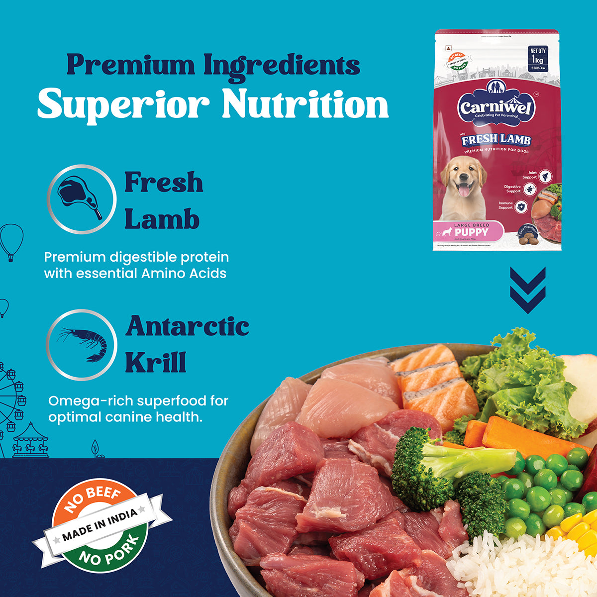 Carniwel Fresh Lamb Dry Dog Food for Large Breed, Puppy