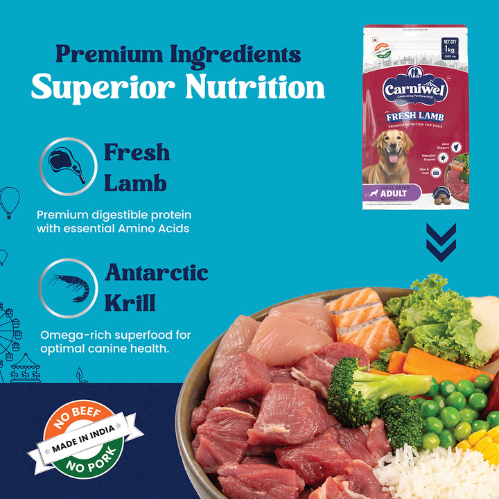 Carniwel Fresh Lamb Dry Dog Food for Large Breed, Adult