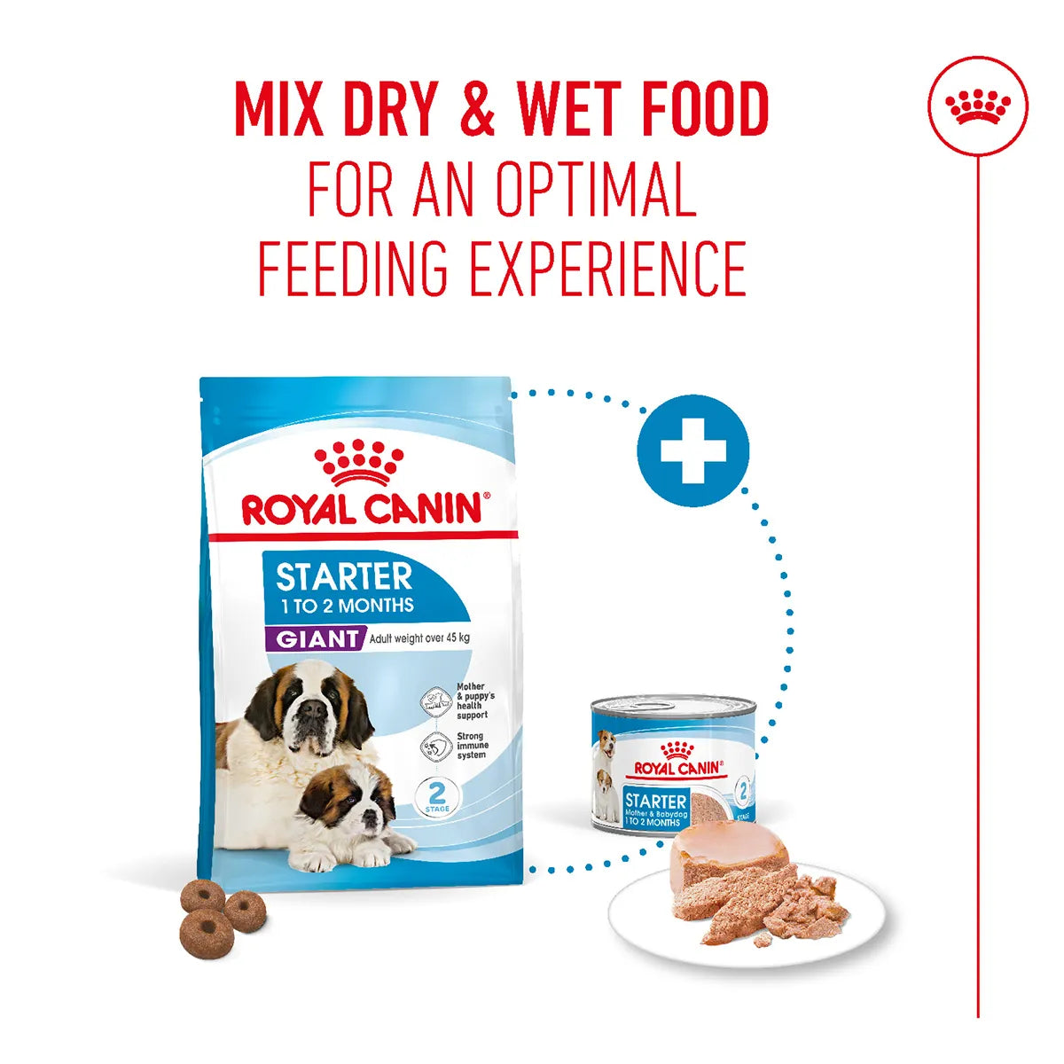 Royal Canin Giant Starter dry and wet puppy food mix for optimal feeding on Zigly