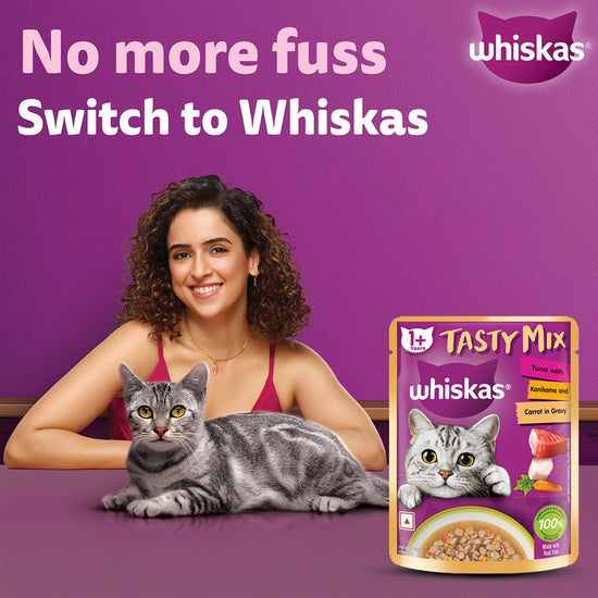Whiskas Tasty Mix Tuna with Kanikama & Carrot In Gravy Wet Cat Food - All Breed Adult (1+ year) - 70g Pouch
