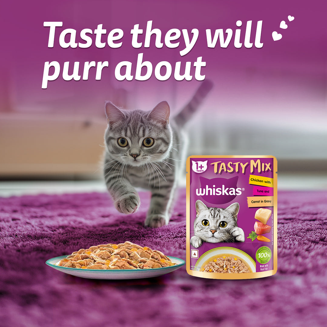 Whiskas Tasty Mix Chicken With Tuna And Carrot In Gravy Wet Cat Food - All Breed Adult (1+ year)