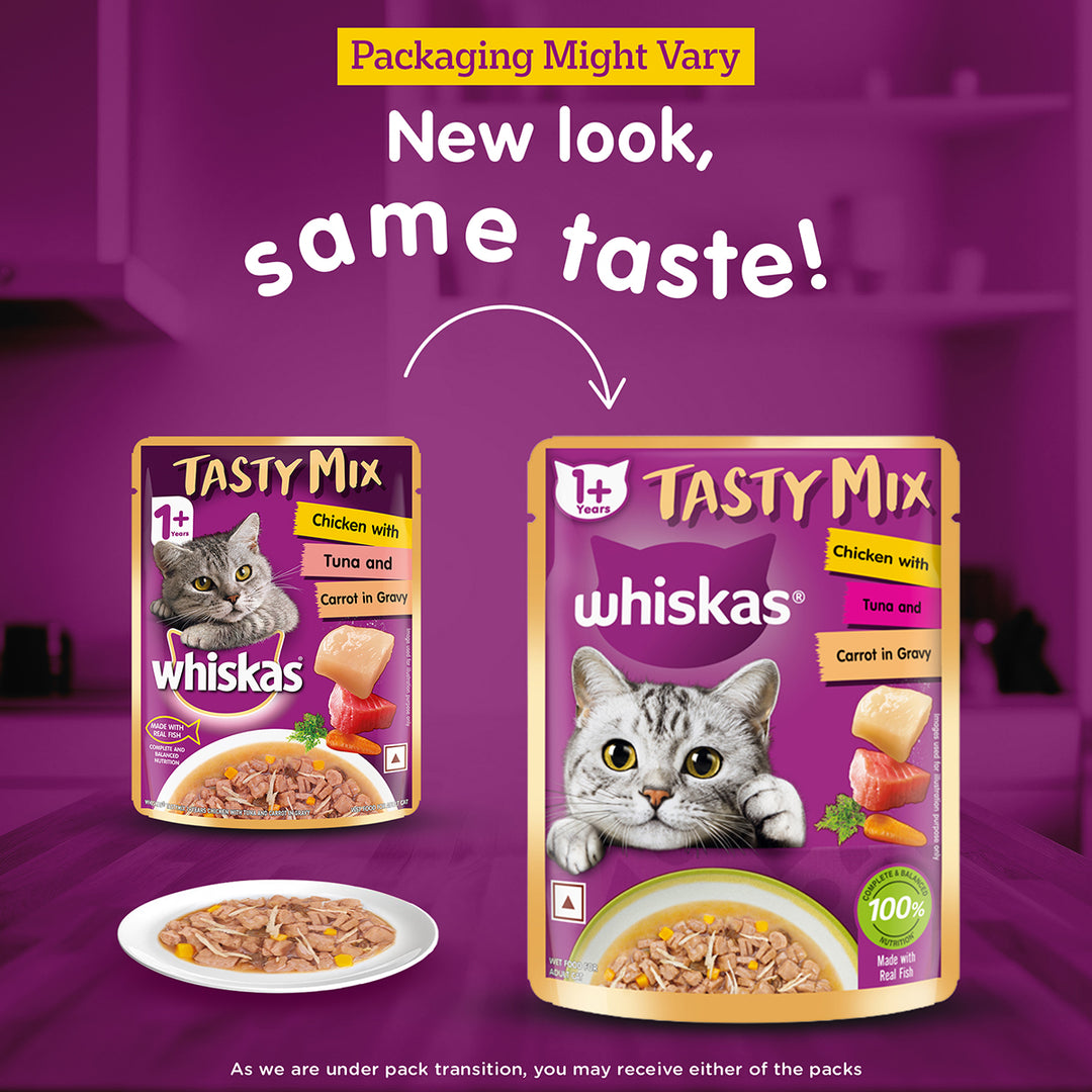 Whiskas Tasty Mix Chicken With Tuna And Carrot In Gravy Wet Cat Food - All Breed Adult (1+ year)