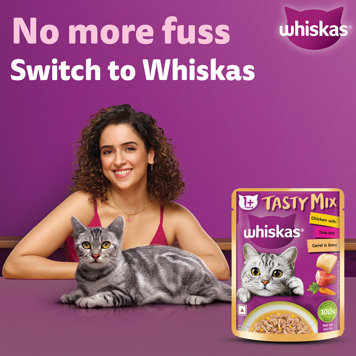 Whiskas Tasty Mix Chicken With Tuna And Carrot In Gravy Wet Cat Food - All Breed Adult (1+ year)