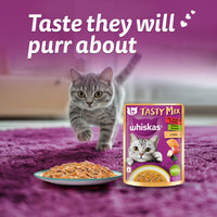 Whiskas Tasty Mix Seafood Cocktail Wakame Seaweed In Gravy Wet Cat Food - All Breed Adult (1+ year)