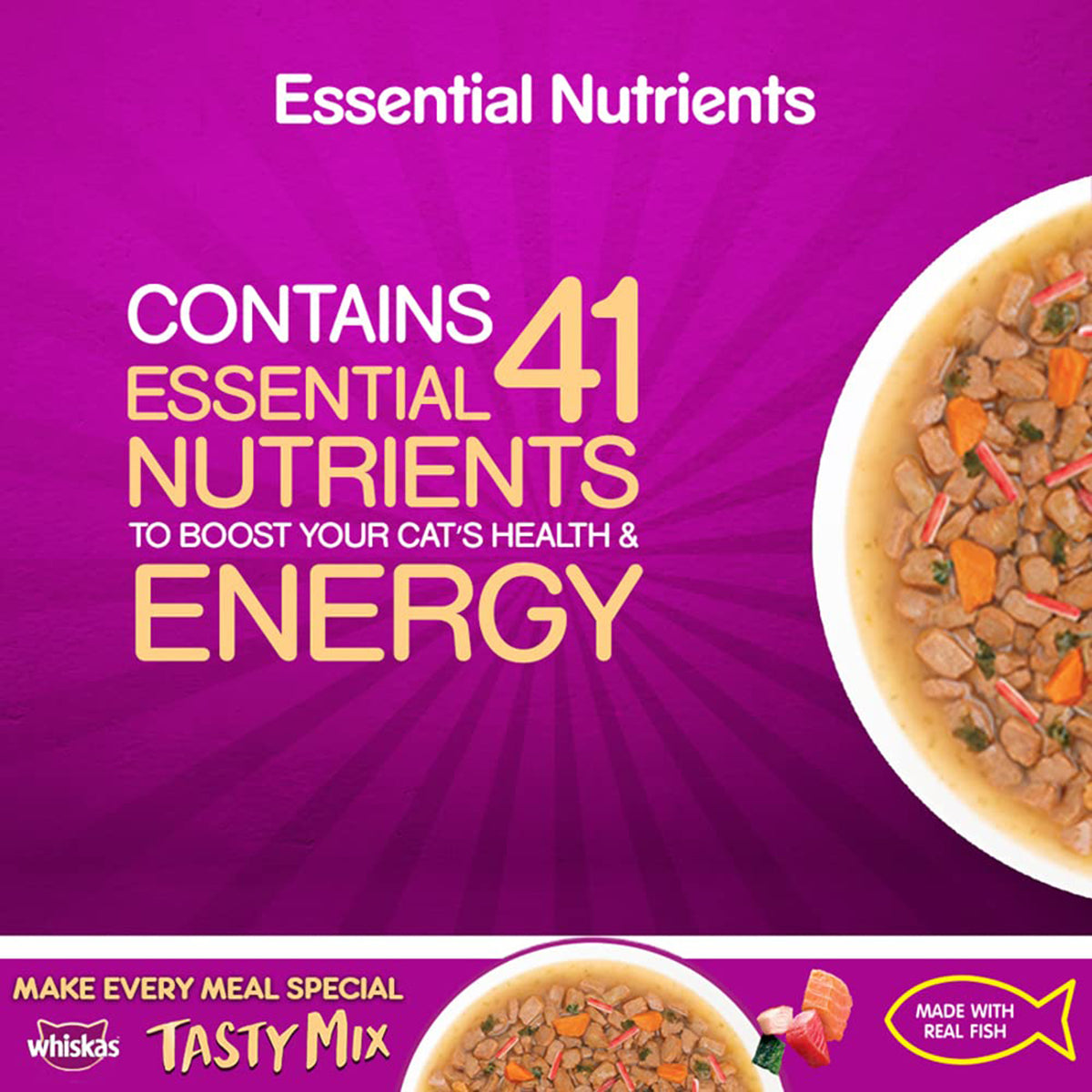 Whiskas Tasty Mix Seafood Cocktail Wakame Seaweed In Gravy Wet Cat Food - All Breed Adult (1+ year)