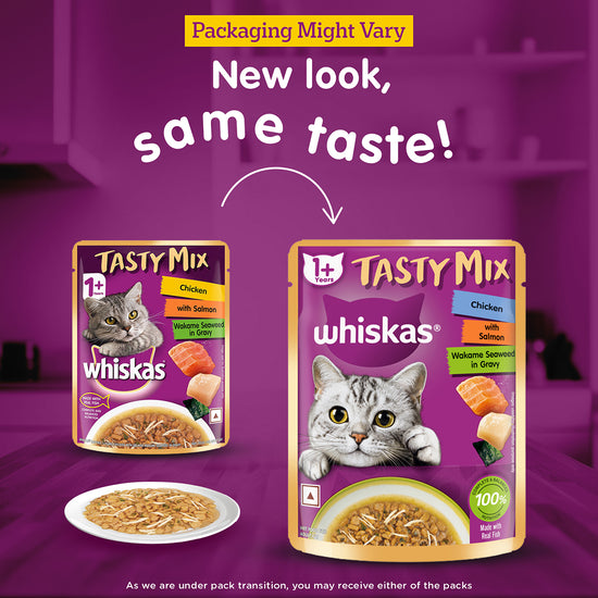 Whiskas Tasty Mix Chicken With Salmon Wakame Seaweed In Gravy Wet Cat Food - All Breed Adult (1+ year)