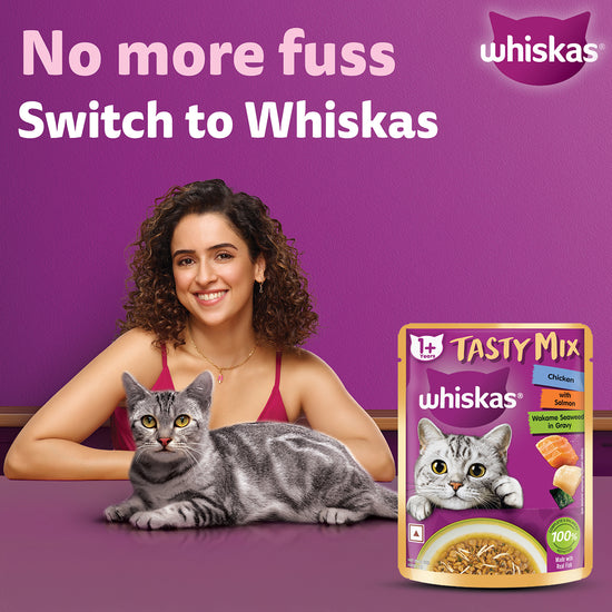 Whiskas Tasty Mix Chicken With Salmon Wakame Seaweed In Gravy Wet Cat Food - All Breed Adult (1+ year)