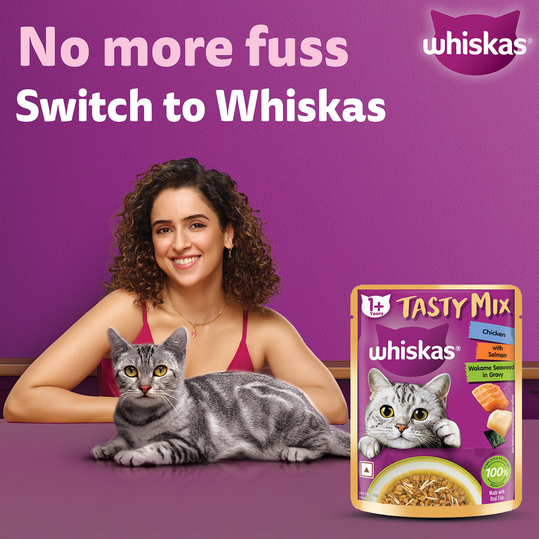 Whiskas Tasty Mix Chicken With Salmon Wakame Seaweed In Gravy Wet Cat Food - All Breed Adult (1+ year)