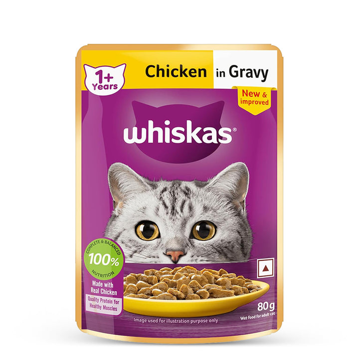 Whiskas Adult Chicken In Gravy Wet Cat Food - 85g