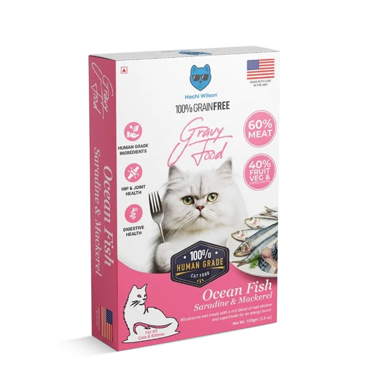 Hachi Wilson Ocean Fish Sardine & Mackerel Premium Gravy Cat Food - 100g