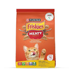 Purina Friskies Meaty Grills cat food bag with orange cat, grilled meat flavor, zigly