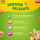 Purina Friskies Indoor Delights cat food benefits with strong muscles, healthy coat, immunity, clear vision, zigly