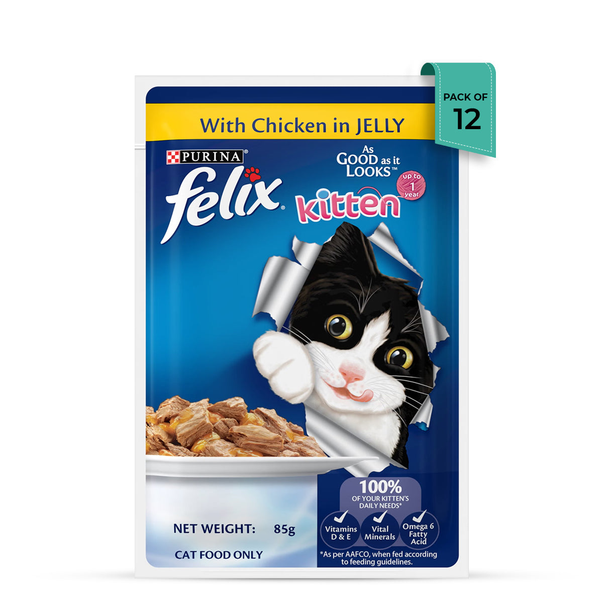 Felix Chicken with Jelly Kitten Cat Wet Food - 85g