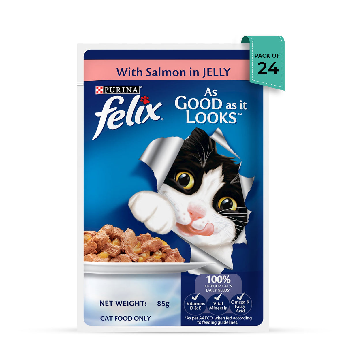 Felix Salmon with Jelly Adult Cat Wet Food - 85g