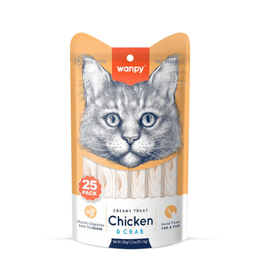 Wanpy Chicken & Crab Cat Creamy Treat - 350g (25 x 14g)