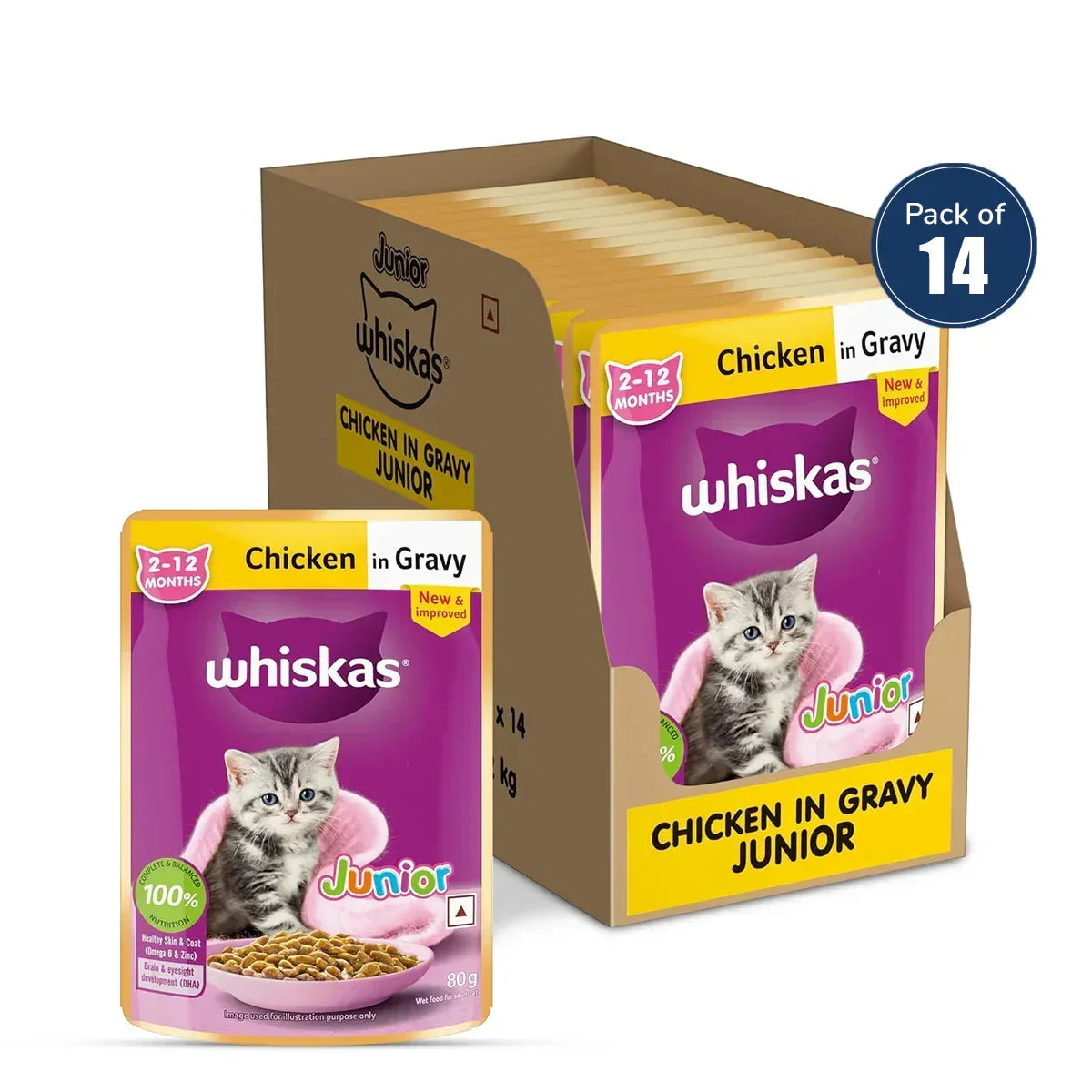 Whiskas Chicken in Gravy Wet Cat Food - All Breeds Kitten (2-12 months)