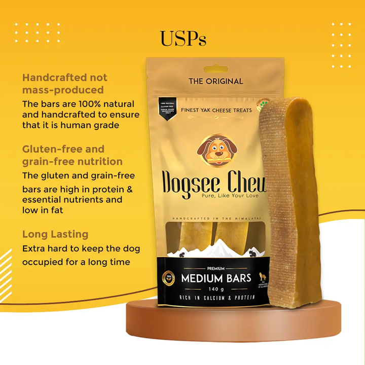 Dogsee Chew Medium Bars Long-Lasting Dental Chews for Medium Dogs – 140g