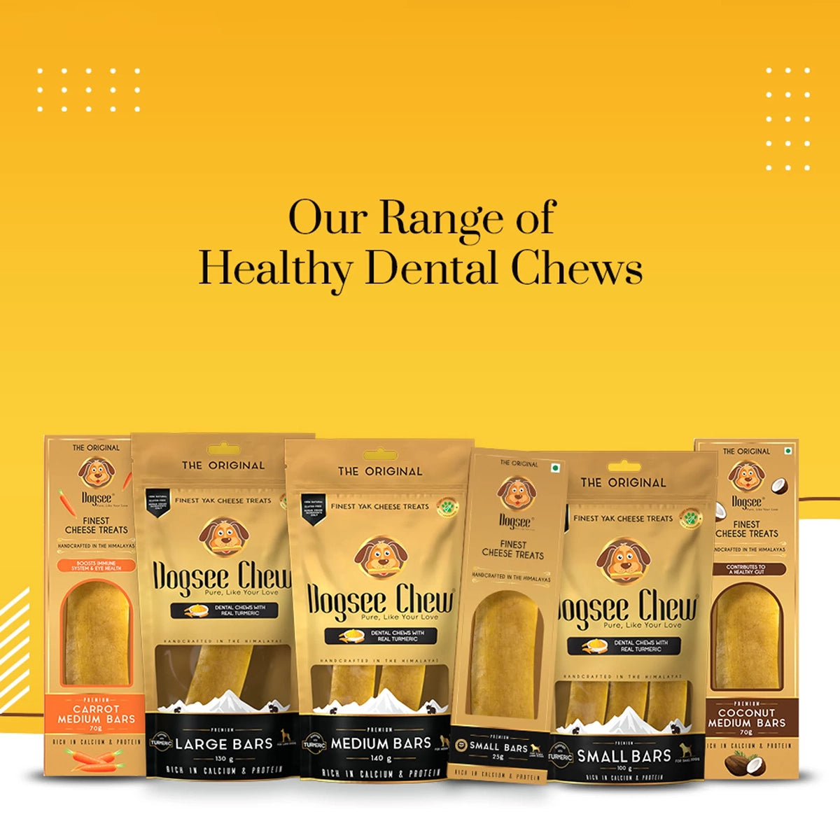 Dogsee Chew Turmeric Medium Bars Long-Lasting Dental Chews for Medium Dogs – 140g