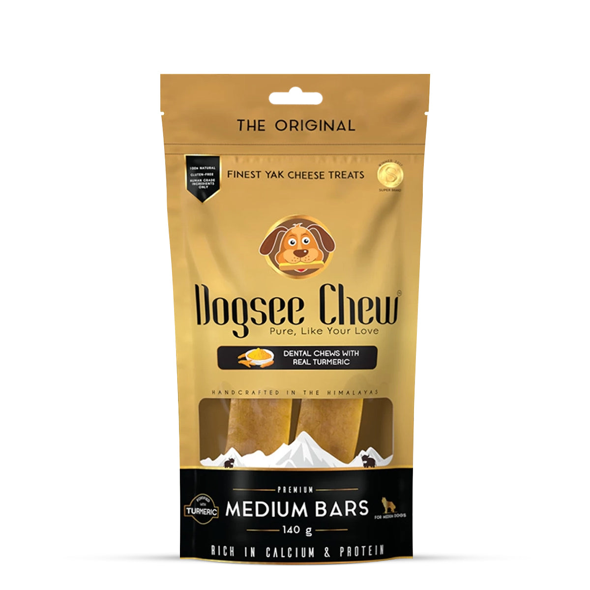 Dogsee Chew Turmeric Medium Bars Long-Lasting Dental Chews for Medium Dogs – 140g