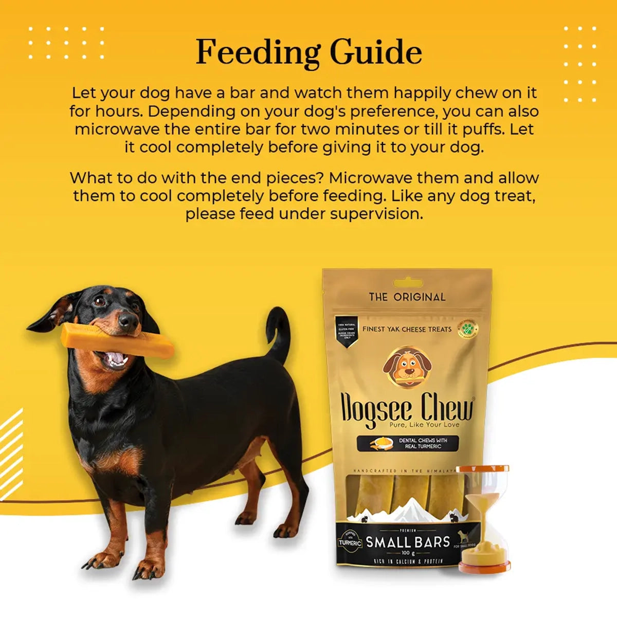 Dogsee Chew Turmeric Small Bars Long-Lasting Dental Chews for Small Dogs – 100g