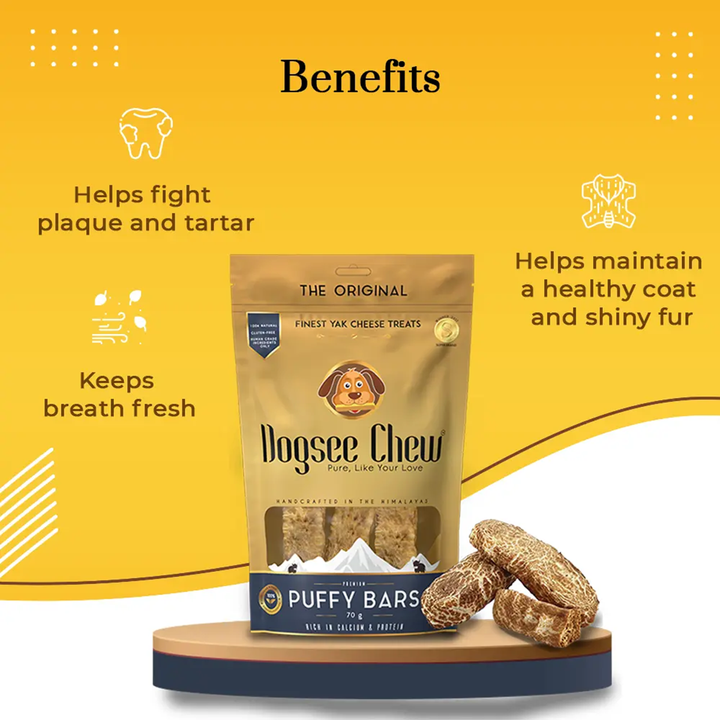 Dogsee Chew Puffy Bars Soft Dental Treat for Senior Dogs – 70g