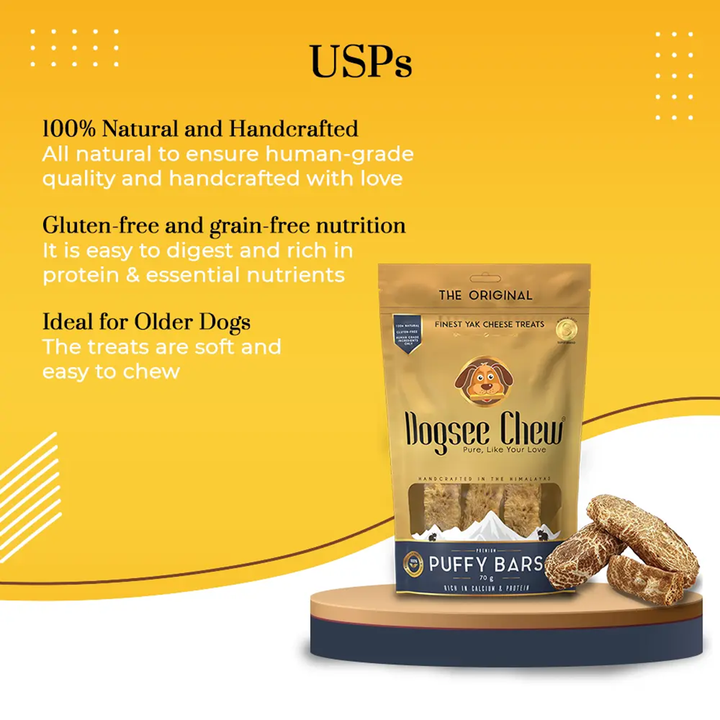 Dogsee Chew Puffy Bars Soft Dental Treat for Senior Dogs – 70g