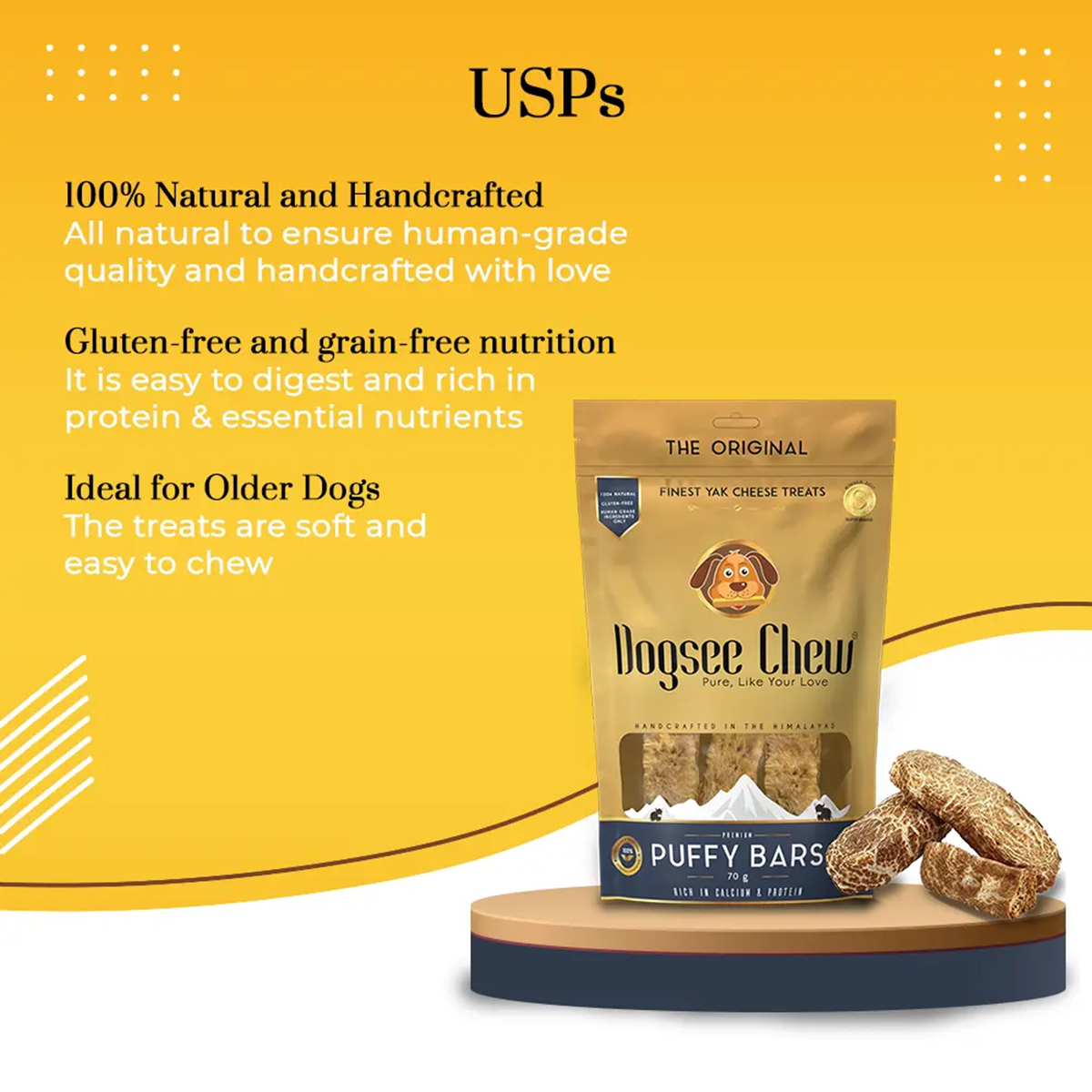 Dogsee Chew Puffy Bars Soft Dental Treat for Senior Dogs – 70g