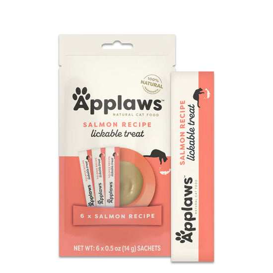 Applaws Natural Grain-Free Salmon Recipe Lickable Cat Treats  - 6 x 14g
