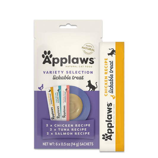 Applaws Natural Grain-Free Lickable Cat Treats (Chicken, Tuna & Salmon) - 6 x 14g