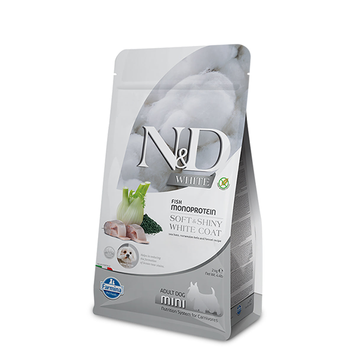 Farmina N&D White Coat Sea Bass, Fennel & Kelp Mini Adult Dry Dog Food 2 Kg