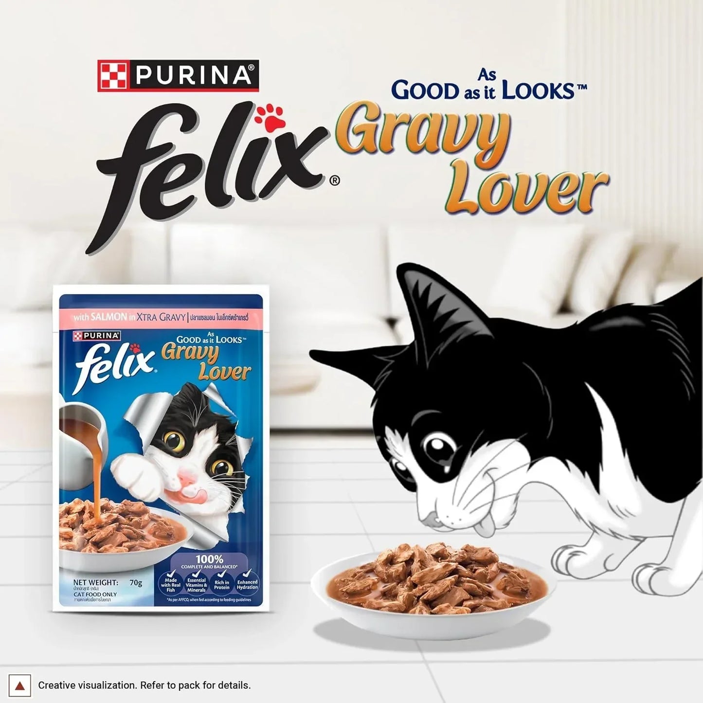 Felix Gravy Lover Salmon Wet Cat Food - 70g