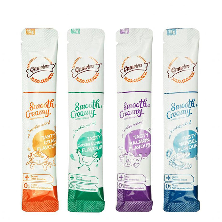 Gnawlers Smooth Creamy Salmon Flavour Cat Treat - 4x15 g