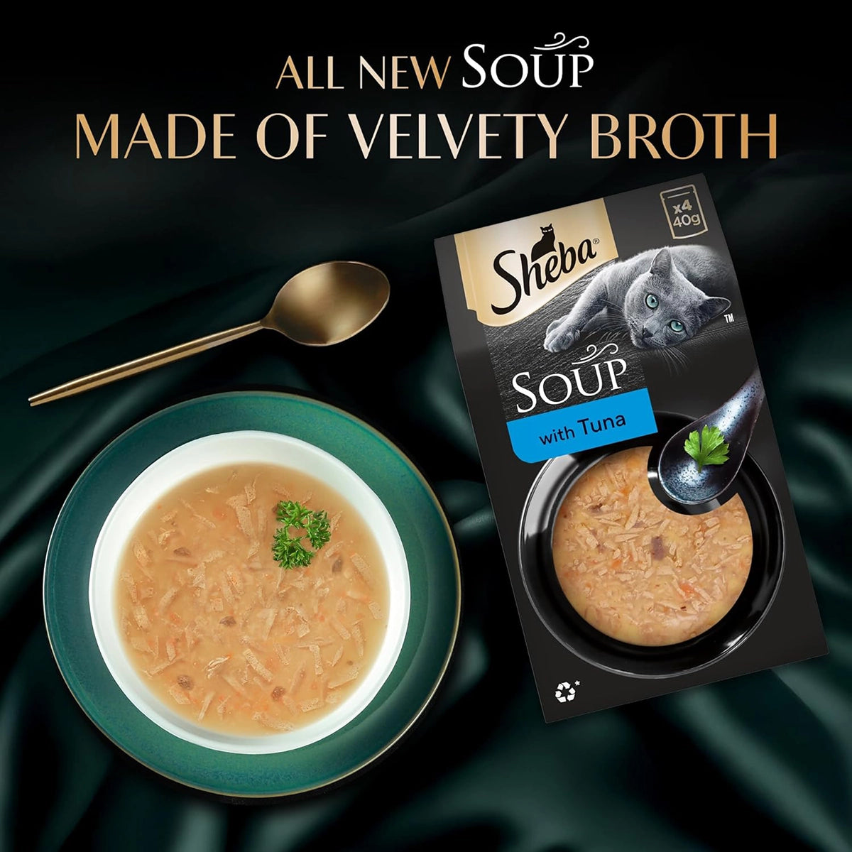 Sheba Soup with Tuna Adult Wet Cat Food - 160g (4 x 40g)