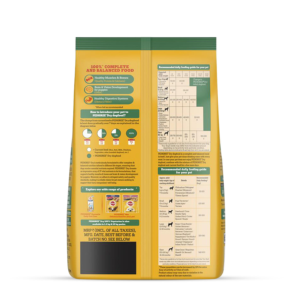 Pedigree Vegetarian Dry Dog Food - All Breed Puppy & Adult - 2.8kg