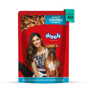 Drools Real Chicken & Chicken Liver Chunks in Gravy Adult Wet Dog Food - 150g - Zigly