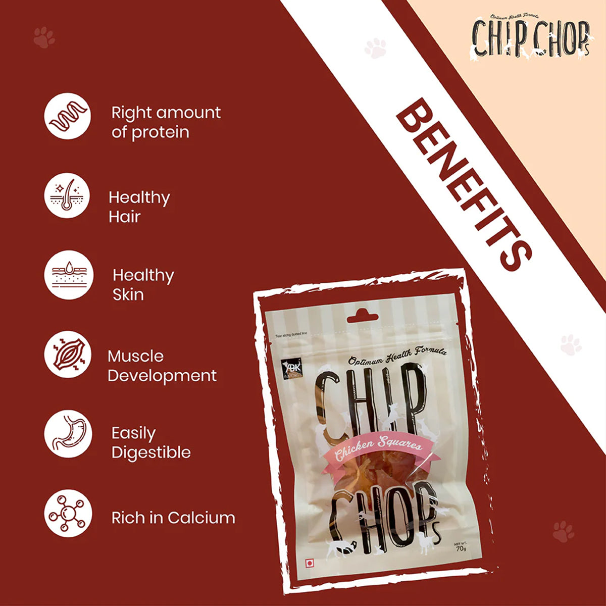 Chip Chops Chicken Squares Dog Meaty Treat - 70g
