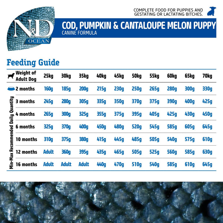 Farmina N&D Ocean COD Pumpkin & Cantaloupe Melon Dry Dog Food - Medium & Maxi Breed Puppy - 2.5kg