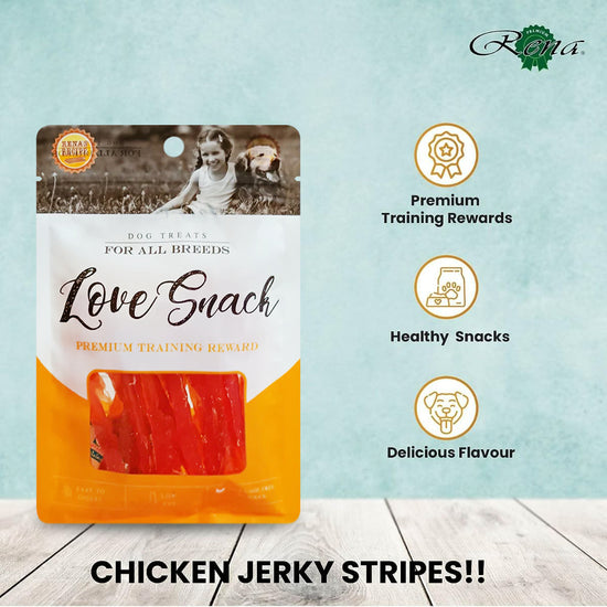 Rena Love Snack Chicken Jerky Stripes Dog Treat - 85g - Zigly