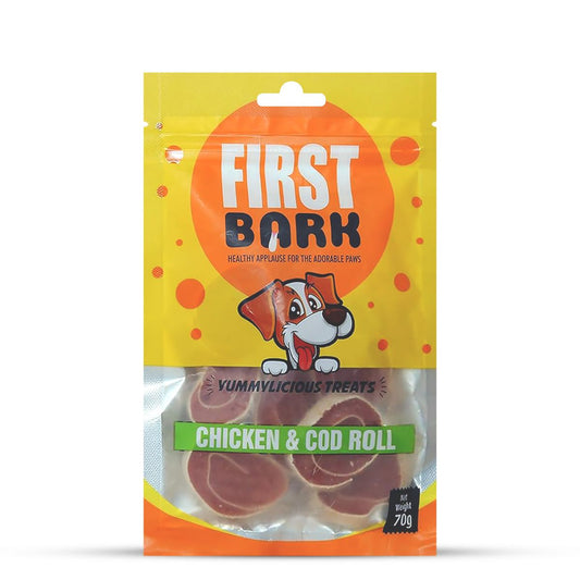 First Bark Chicken & Cod Roll Dog Treat - 70g