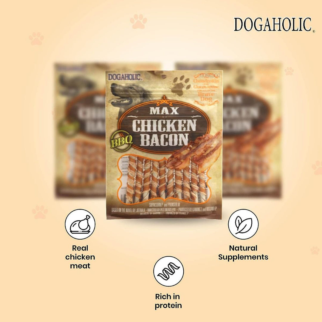 Dogaholic BBQ Max Chicken Bacon Sticks Dog Treats